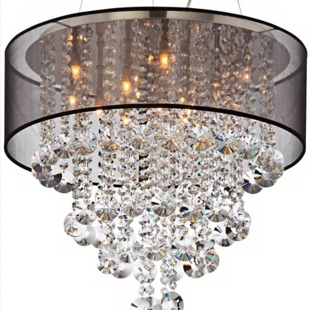 Crystal Chandelier with Black Shade